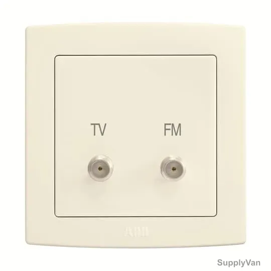 Abb F Type TV and FM Socket Outlet, AC312-82, Concept BS, Thermoplastic, Ivory White