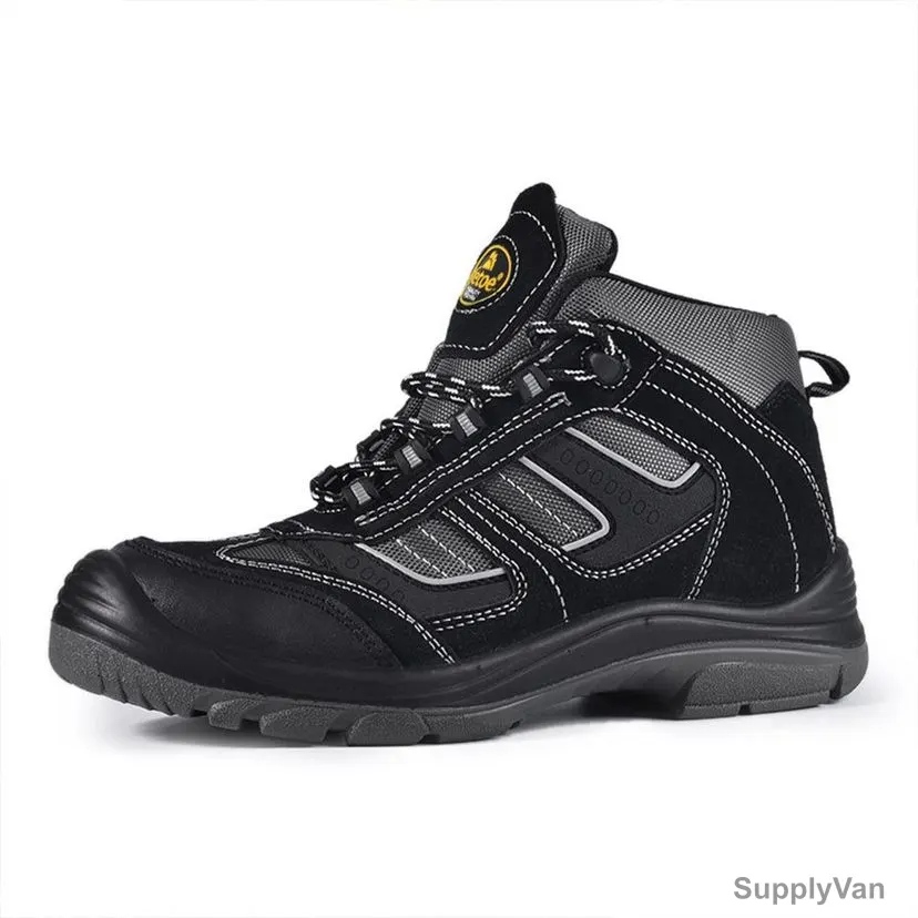 Safetoe High Ankle Safety Shoes, M-8439, Best Climber, Suede Leather, Size38, Composite Toe, Black — image 1