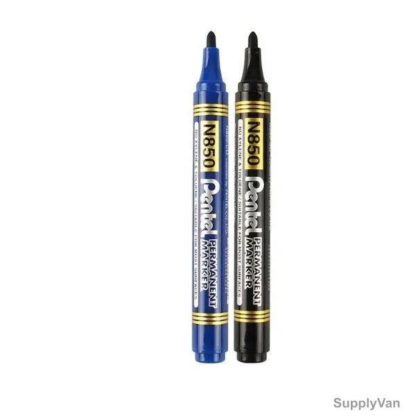 Pentel Permanent Marker, PE-N850-02AC, 2.0MM, Black/Blue, 2 Pcs/Set