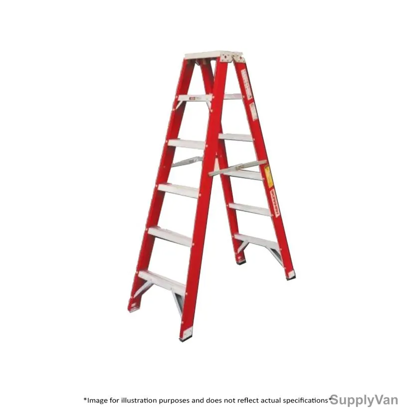 Workman Step Ladder, Fibreglass, A-Type, Double Sided, 14 Steps