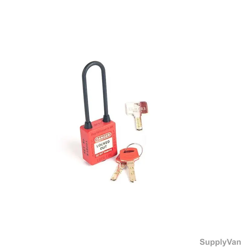Loto-Lok Three Point Traceability Lockout Padlock, 3PTPRKDMKN80, Nylon, 80 x 5MM, Red