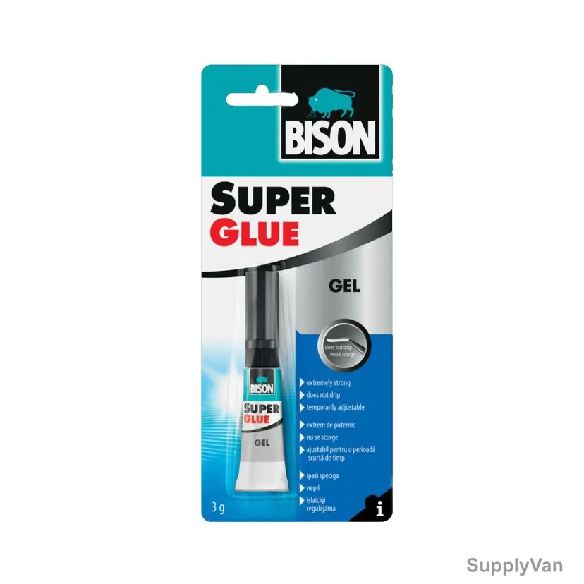 Bison Super Glue Gel, 6305574, 3GM, Crystal Clear