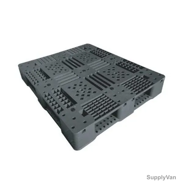 5 Runner Heavy Duty Flat Pallet, HDPE/Polypropylene, 160MM Height x 1000MM Width x 1200MM Length, Black