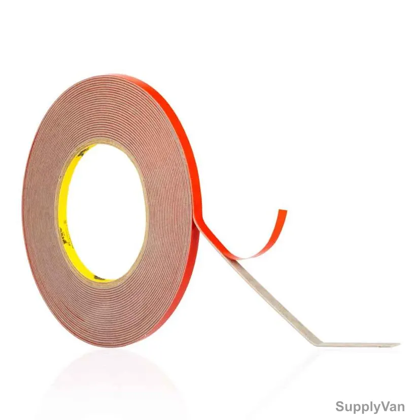 Rhinomotive Automotive Grey Acrylic Double Sided Tape, R1011, 6MM x 10 Mtrs, Red