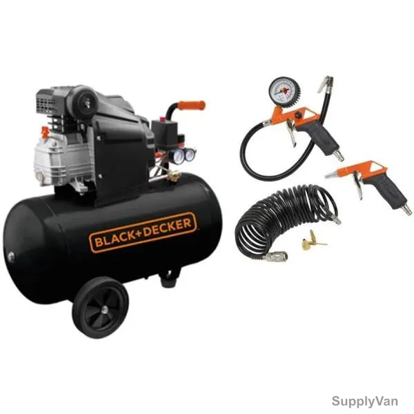 Black and Decker 50 Ltrs Air Compressor With 6 Pcs Air Tool Kit, BD205-50+KIT-6 — image 1