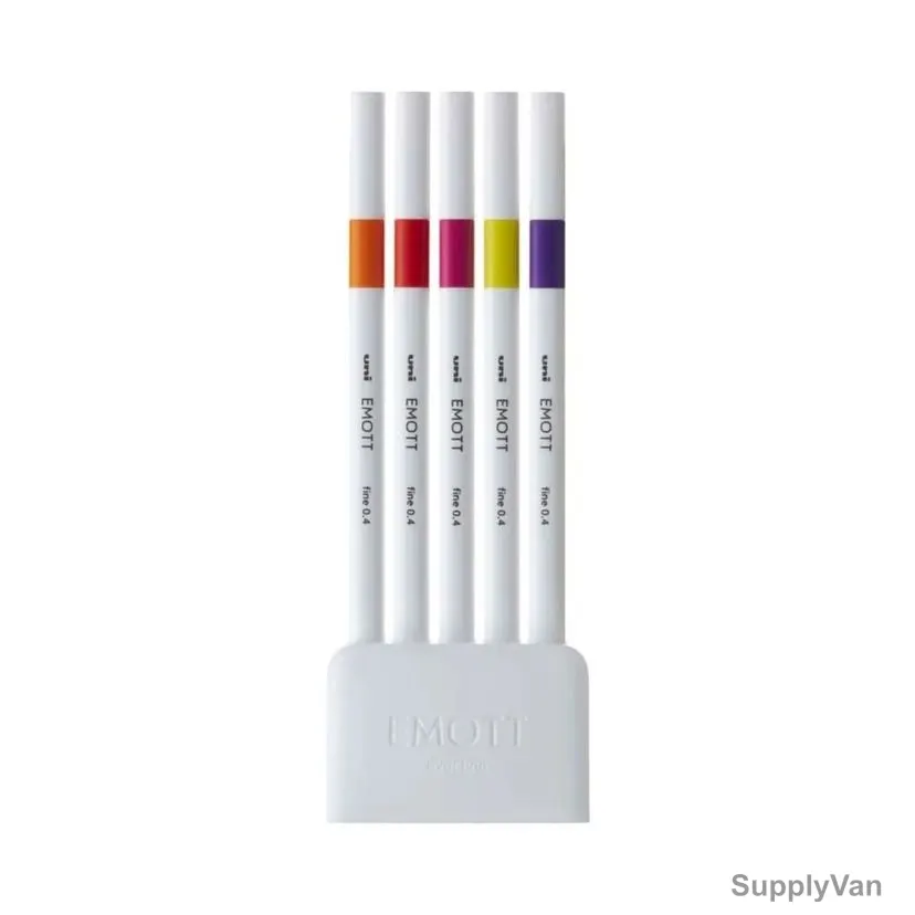Uni-Ball Emott Passion Color Fineliner Pen, PEM-SY02-05C, 0.4MM Tip Size, Assorted Colors, 5 Pcs/Set — image 1