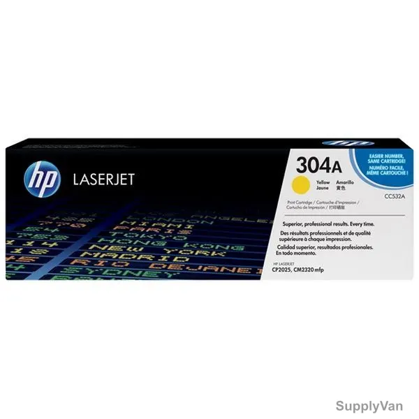 HP Original LaserJet Toner Cartridge, CC532A, 304A, Yellow
