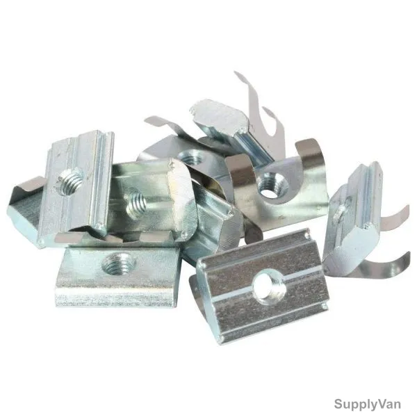 Extrusion T-Spring Nut, 30-40 Series, Metal, M6, PK10