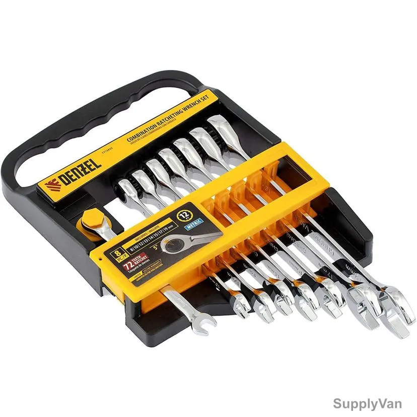 Denzel Ratcheting Combination Wrench Set, 7715432, Metric, 12 Point, 8 Pcs/Set — image 1