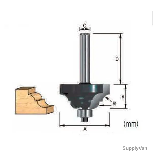 Makita Classical Roman Ogee Router Bit, D-12952, 38.1x19MM