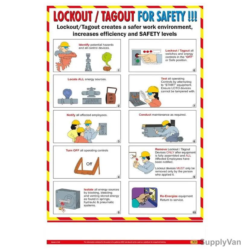 Loto-Lok Lockout Tagout Poster, LP-03, Vinyl, Vertical, 600 x 450MM