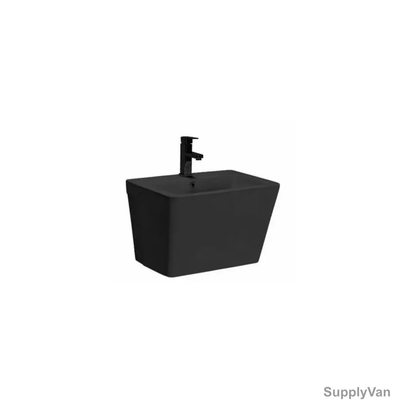 Sonet Wall Hung Basin, 7057, Quadra, Ceramic, 38CM Height x 56CM Width x 44CM Length, Matt Black