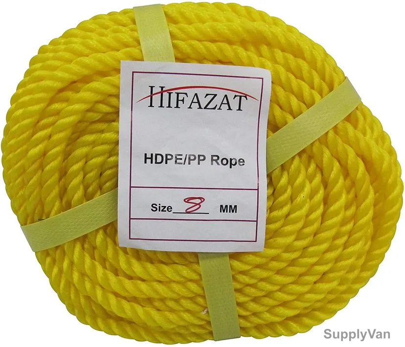 Hifazat Rope, SHGT-NRYL-825, Nylon, 8MM x 22.86 Mtrs, Yellow