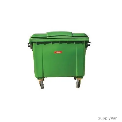 Brooks Outdoor Waste Bin With 4 Wheels, BKS-WB-396, HDPE, 1100 Ltrs, Green