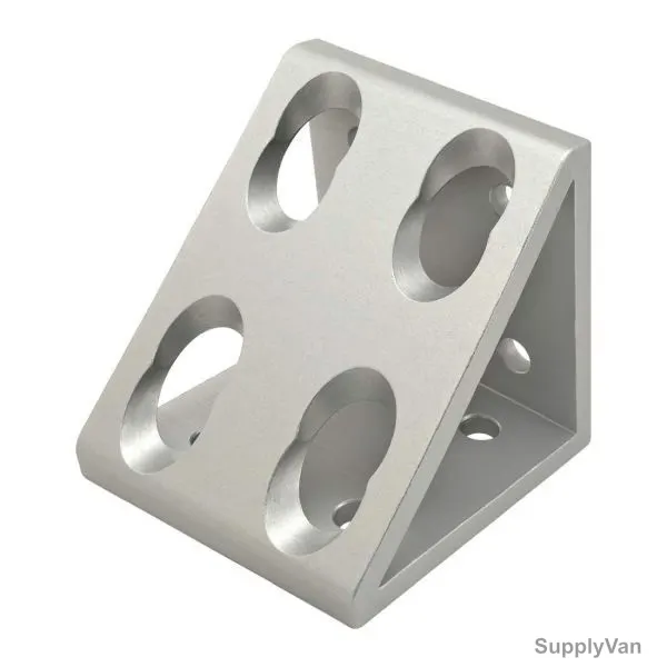 Extrusion Wide Gusseted Inside Corner Bracket, 90 Series, 8 Hole, Aluminium, 80 x 80MM
