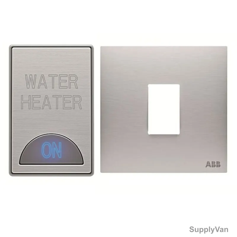 ABB Electrical Switch With LED and Rocker Switch Frame, AMD10920-ST+AMD5120-ST, Millenium, 1 Gang, 1 Way, 20A, Stainless Steel — image 1
