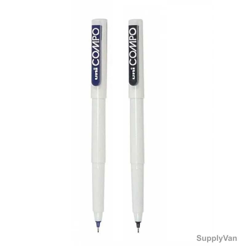 Uni-Ball Ball Point Pen, PIN115-02BE-BK, Compo, 0.3MM Tip, Blue and Black, 2 Pcs/Set