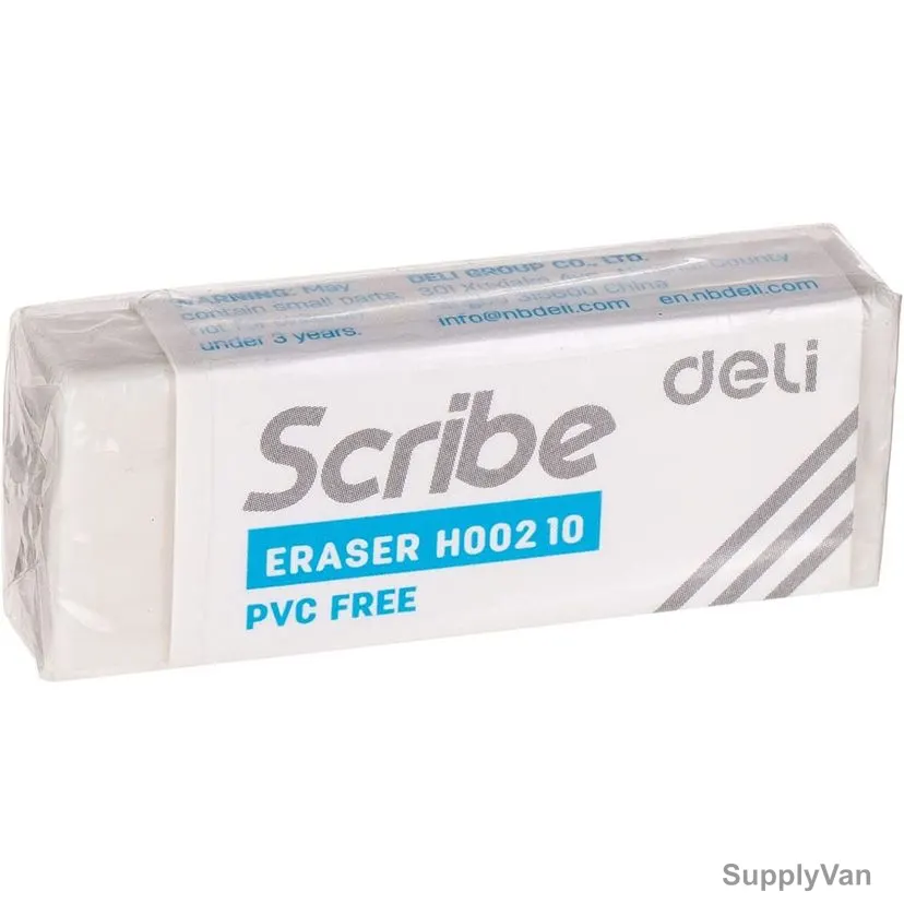 Deli Scribe Eraser, EH00210, TPR, White, 20 Pcs/Pack