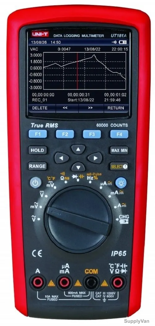 Uni-T Data Logging Multimeter, UT181A, 100 kHz, 60mV/600mV/6V/60V/600V/1000V