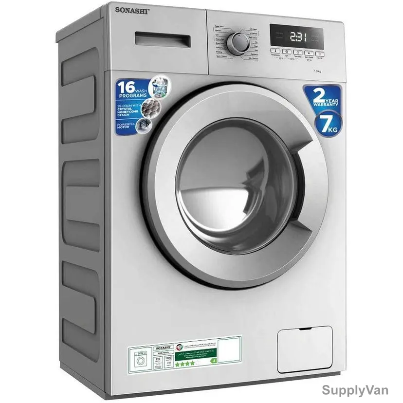 Sonashi Fully Automatic Front Loading Washing Machine, SWM-7002FL, 2000W, 7 KG, Silver — image 1