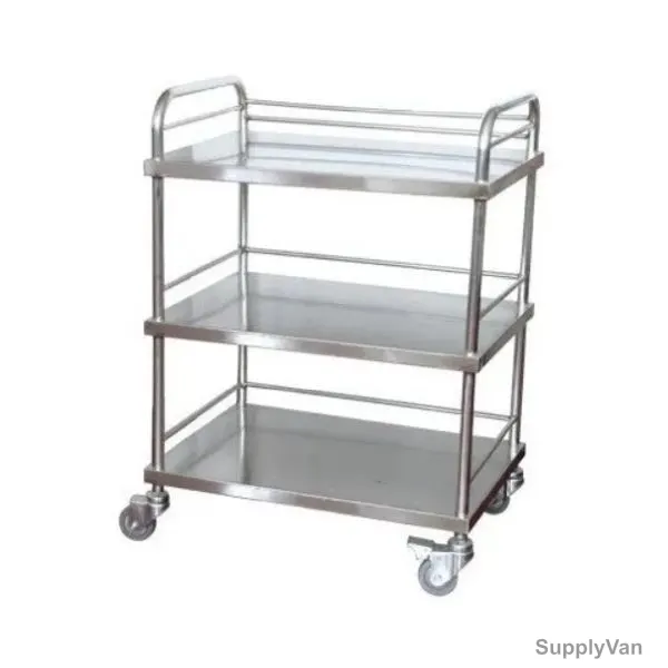 Hospital Medicine Trolley, DW-SS301, 3 Shelves, 86CM Height x 45CM Width x 66CM Length, Silver