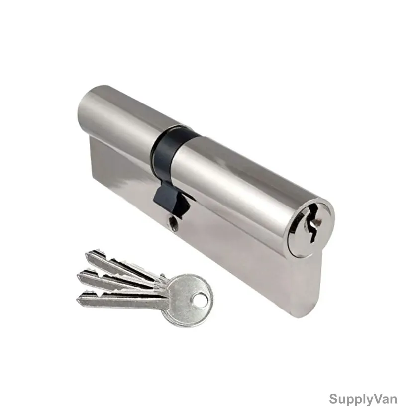 Meggo Cylinder Door Lock, Brass, 3 Key, 70MM, Silver