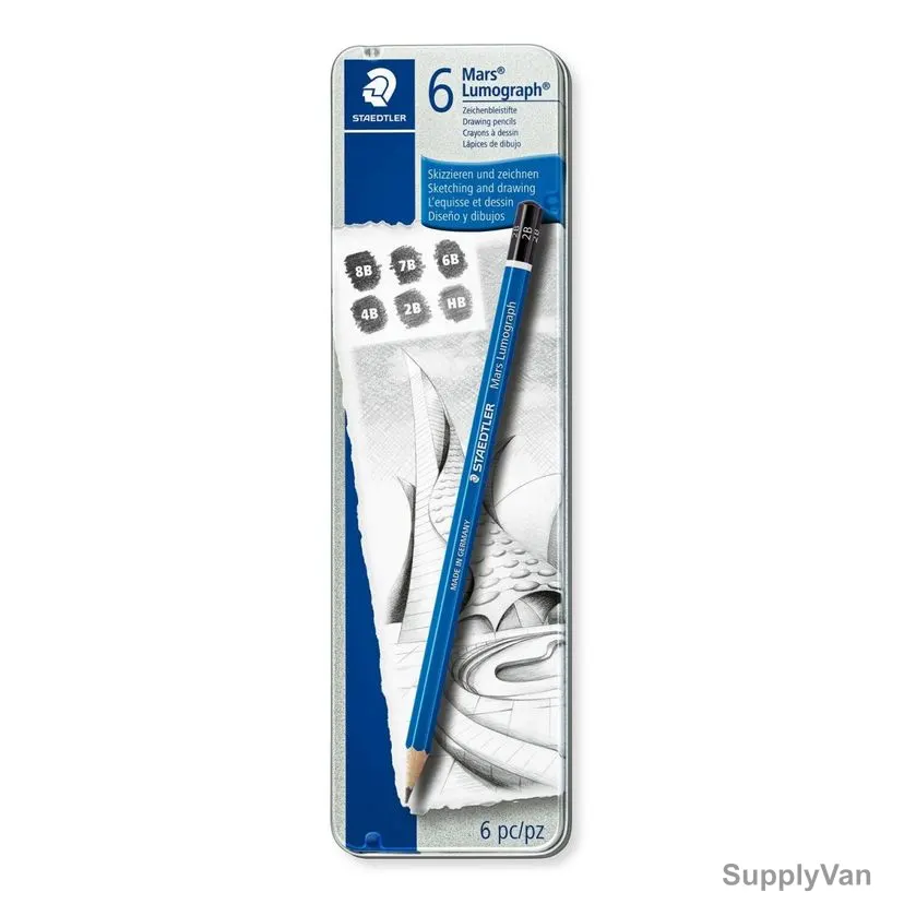 Staedtler Mars Lumograph Pencil, ST-100-G06, Blue, 6 Pcs/Set — image 1