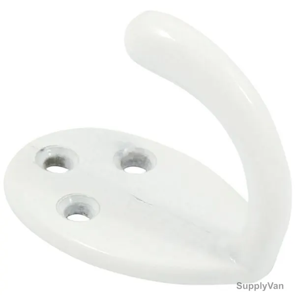 Metal Single Coat Hook Wall Hanger, 1 Inch, White
