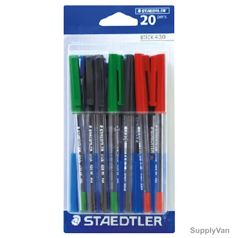 Staedtler Ball Point Pen Set, ST-430M-SBK20, 1.0MM Tip, Assorted Colors, 20 Pcs/Set