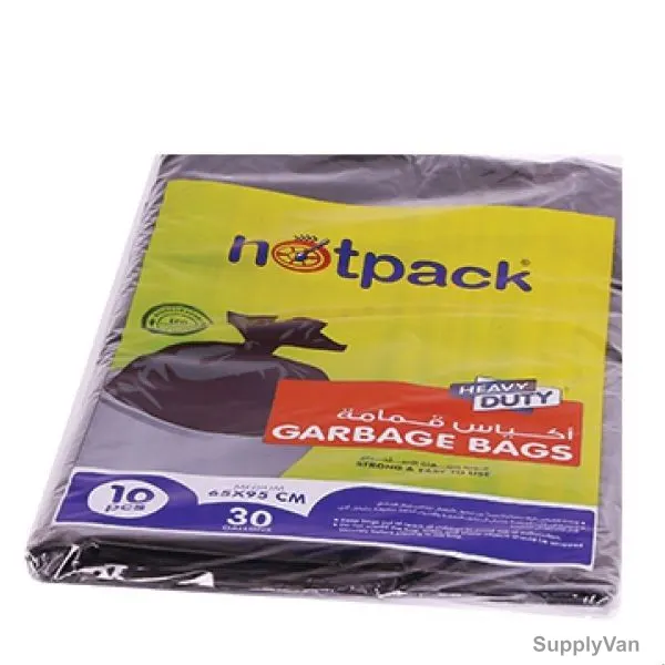 Hotpack Heavy Duty Garbage Bags, GH6595, 30 Gallons, Black, 400 Pcs/Carton — image 1