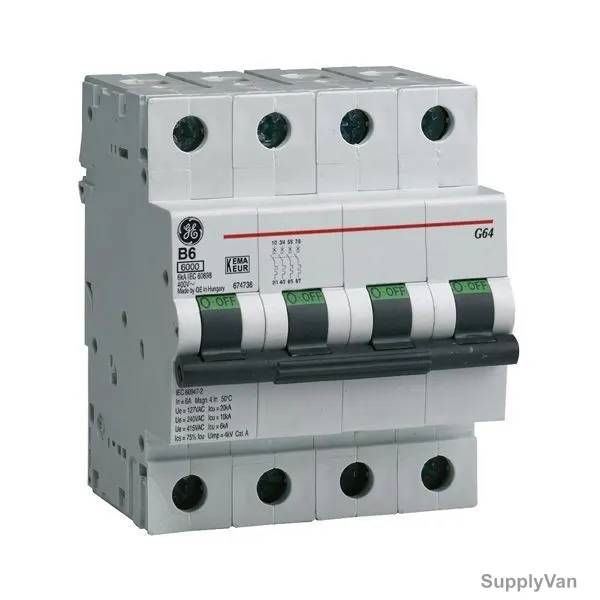 Ge Circuit Breaker, G104C16, 4P, Curve C, 16A