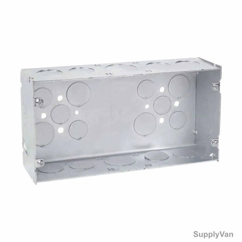 Decoduct Electrical Box, Galvanised Steel, 2 Gang, 6 x 3 Inch