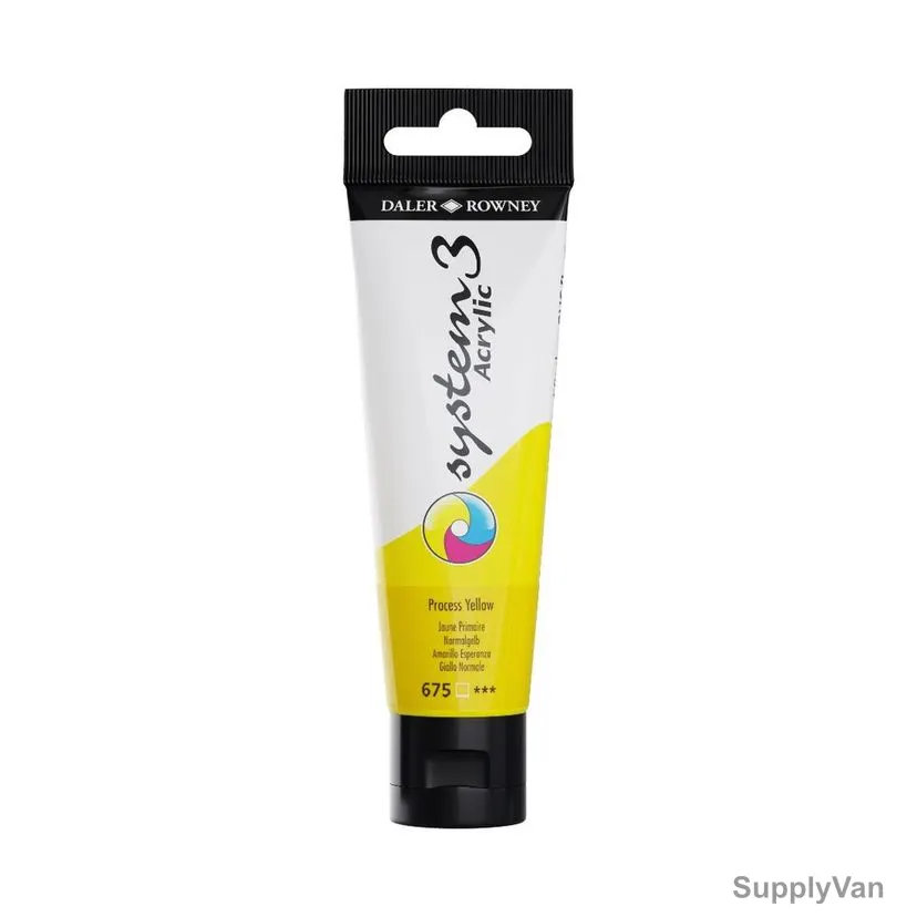 Daler Rowney System3 Acrylic Paint, 129059675, 59ml, 675 Process Yellow