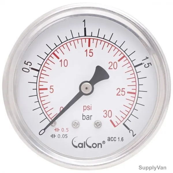 Calcon Pressure Gauge, CC10D, 63MM, 1/4 Inch, NPT, 0-2 Bar
