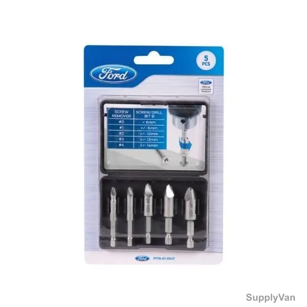 Ford Screw Extractors Set, FPTA-01-0047, PH0, Silver, 5PCS