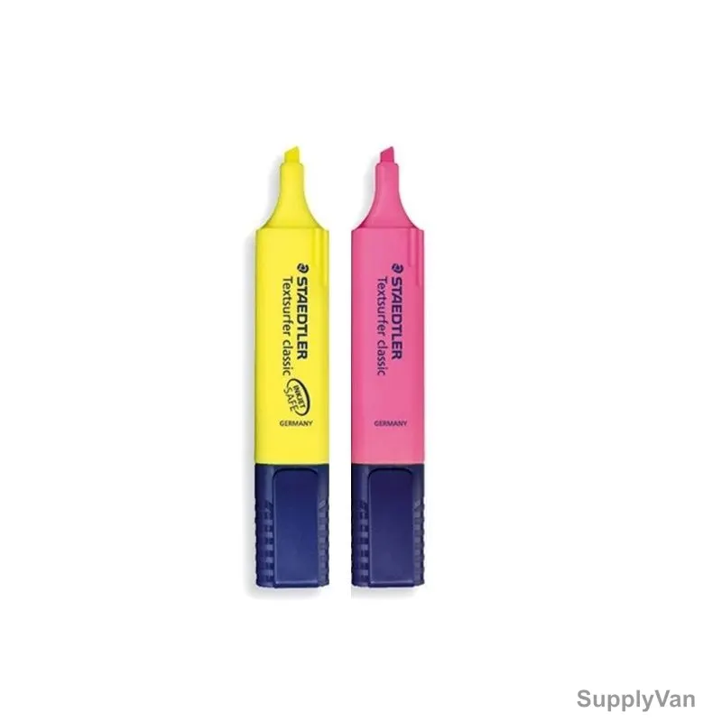 Staedtler Textsurfer Classic Highlighter, ST-364-0123BK2DA, 1.0-5.0MM Tip Size, Yellow/Pink, 2 Pcs/Pack
