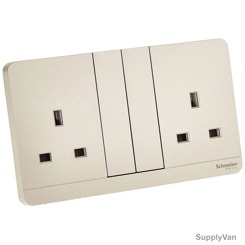 Schneider Electric Double Switched Socket, E83T25-WG-G12, AvatarOn, 2 Gang, 3P, 13A, 250VAC, White — image 1