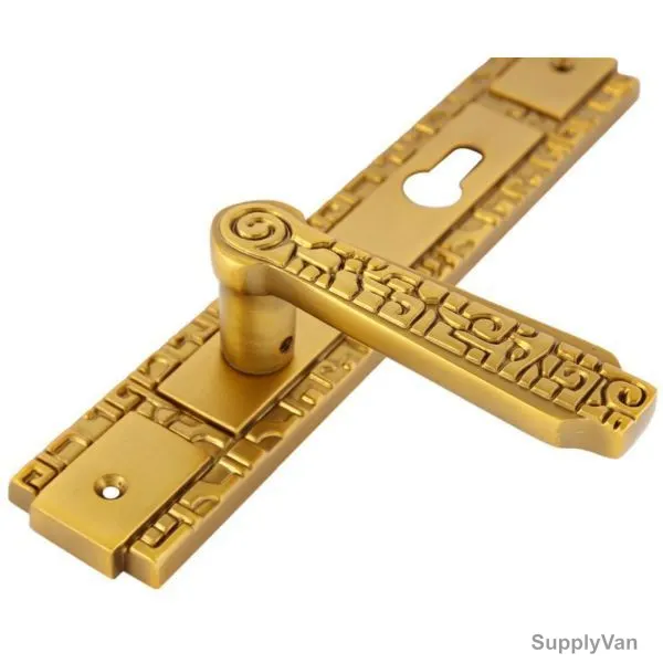 Robustline Lever Handle With Lock, Brown, Antique Brass