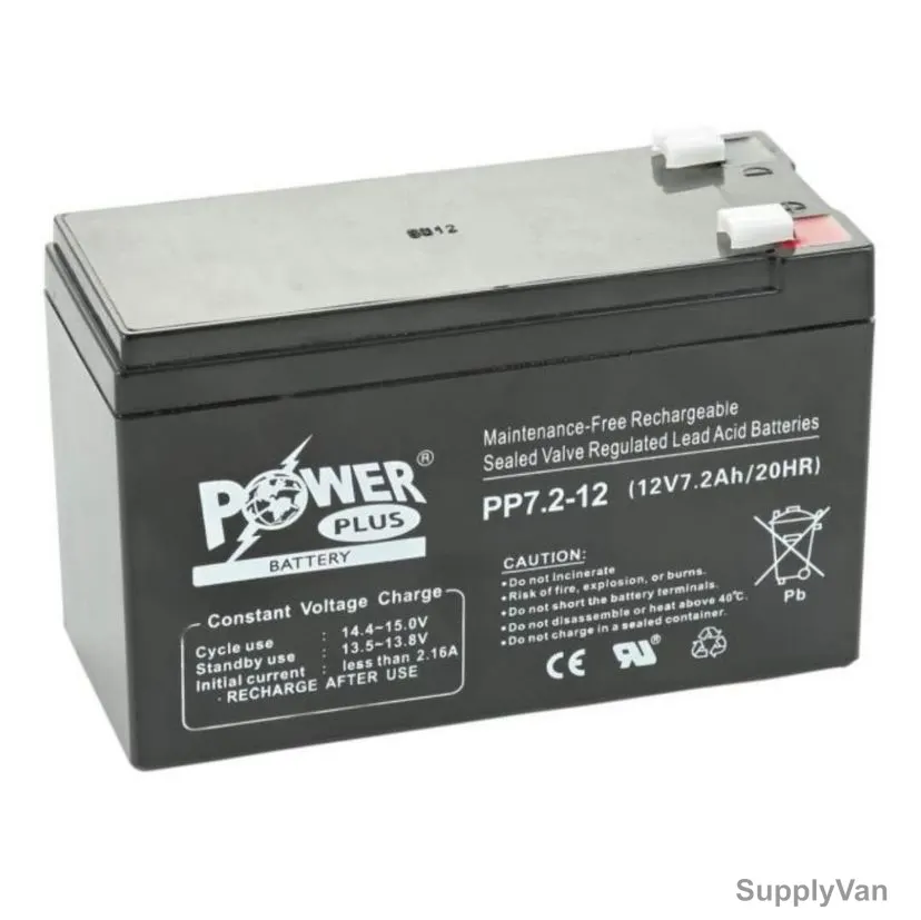 Powerplus Lead Acid Battery, PP7-2-12, 12V, 7.2Ah/20Hr — image 1