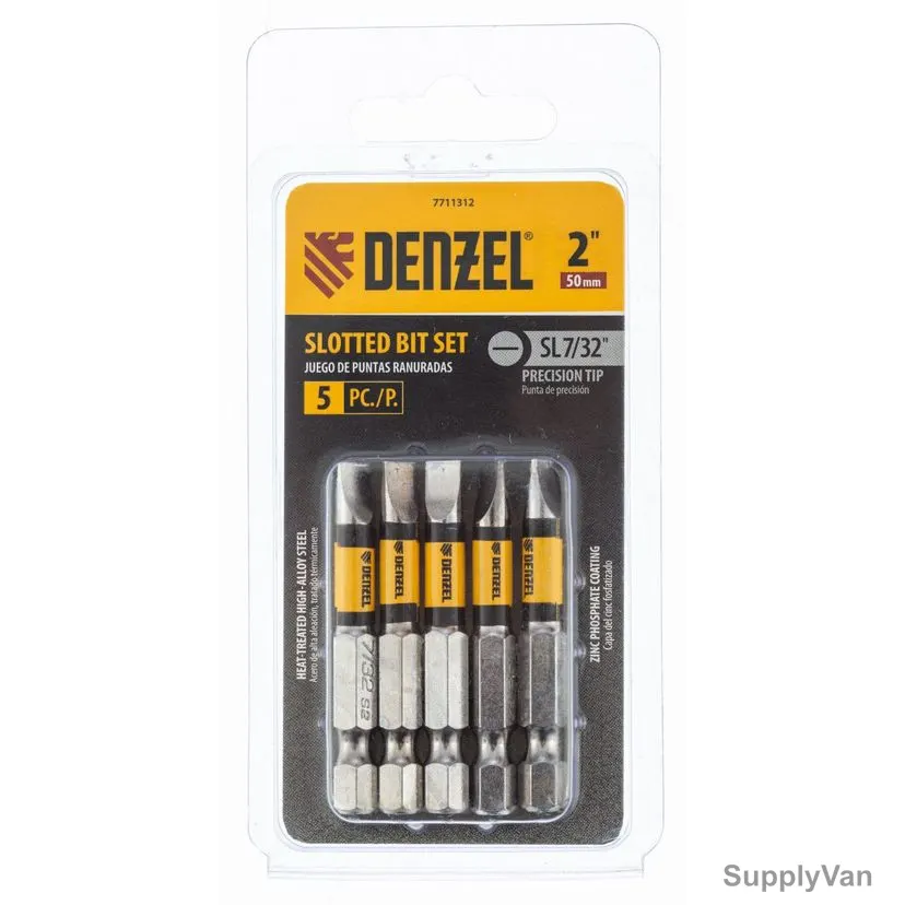 Denzel Slotted Screwdriver Bit, 7711312, SL7/32 x 2 Inch, 5 Pcs/Pack — image 1