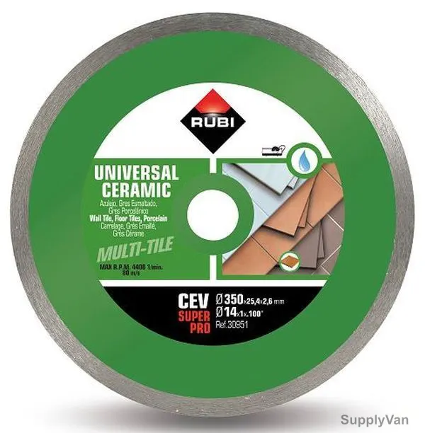 Rubi Continuous Ceramic Tile Diamond Blade, 030951, 350MM