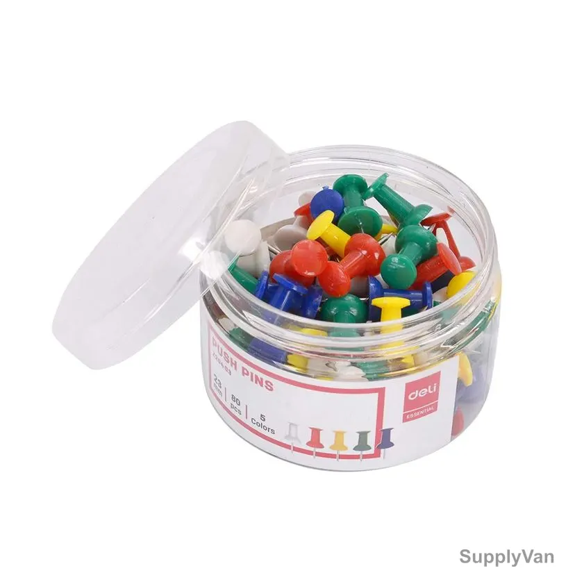 Deli Color Push Pin, Metal and Plastic, 23MM, Multicolor, 800 Pcs/Pack — image 1