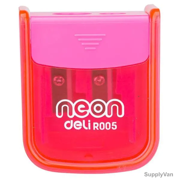 Deli Pencil Sharpener, ER00500, 2 Hole, 8/12MM Hole Dia, Pink