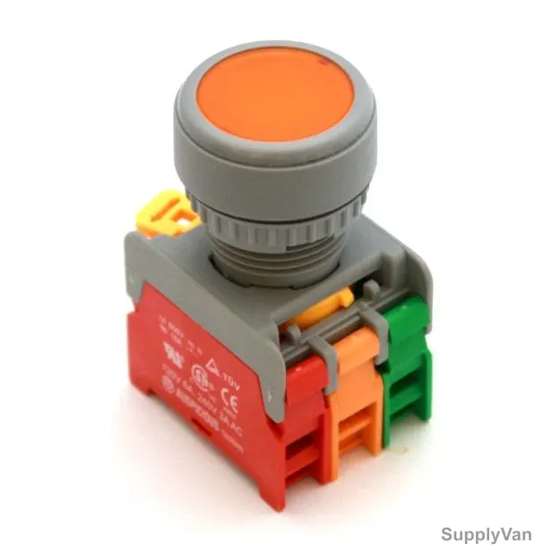 Auspicious Latching Type Illuminated Push Button Switch, GPFL-LXB, Flat Head, 220V, 22MM, Yellow