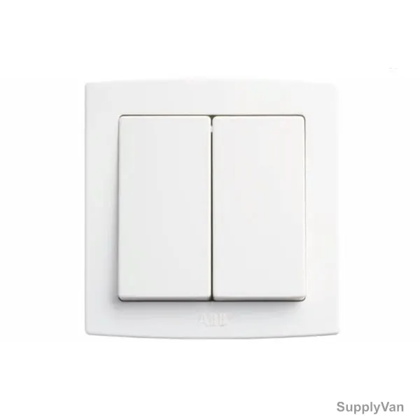 ABB Electrical Switch, AC102, PVC, 2 Gang, 1 Way, 10A