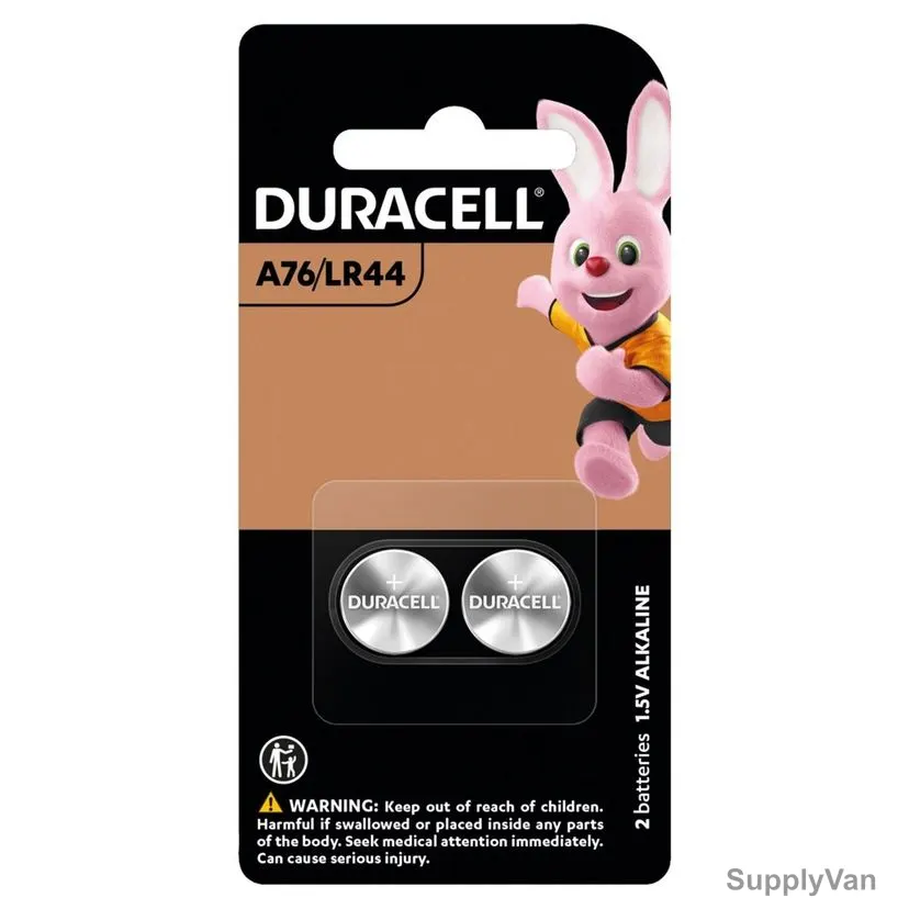 Duracell Alkaline Coin Battery, LR44, 1.5V, 2 Pcs/Pack