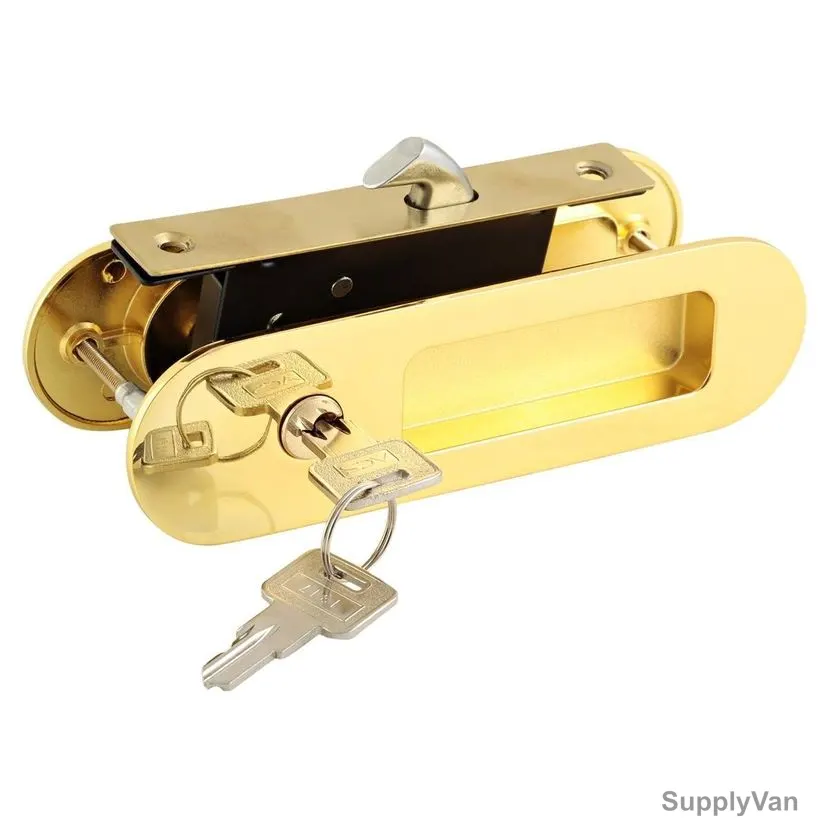 ACS Sliding Door Lock, 4502-GP, Zinc, Gold