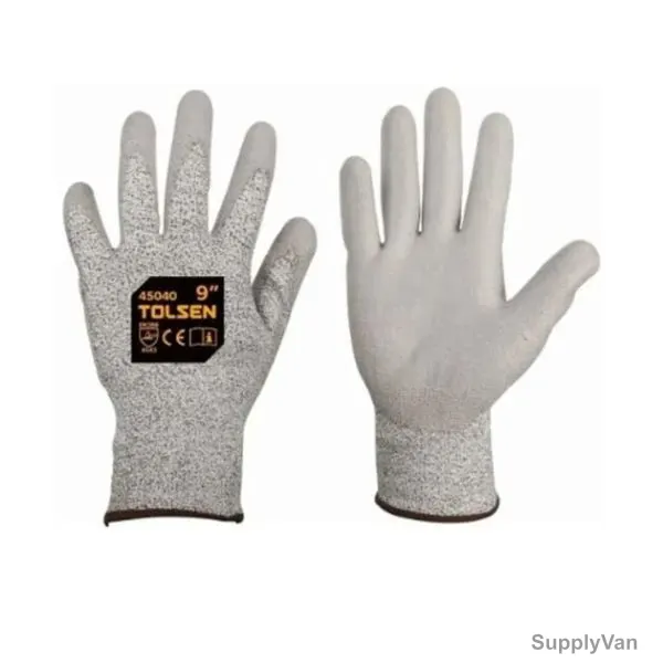 Tolsen Cut-Resistant Protective Gloves, 45040, Level 5, L, Grey — image 1