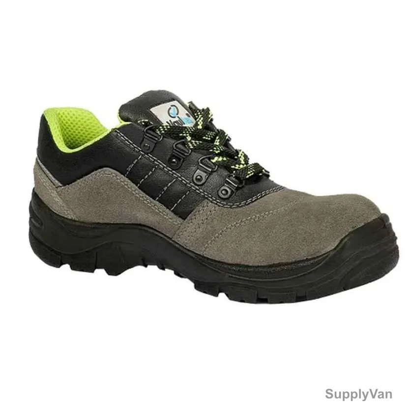 Vaultex Steel Toe Safety Shoes, APR, Suede Leather, SBP, Size38, Black/Grey
