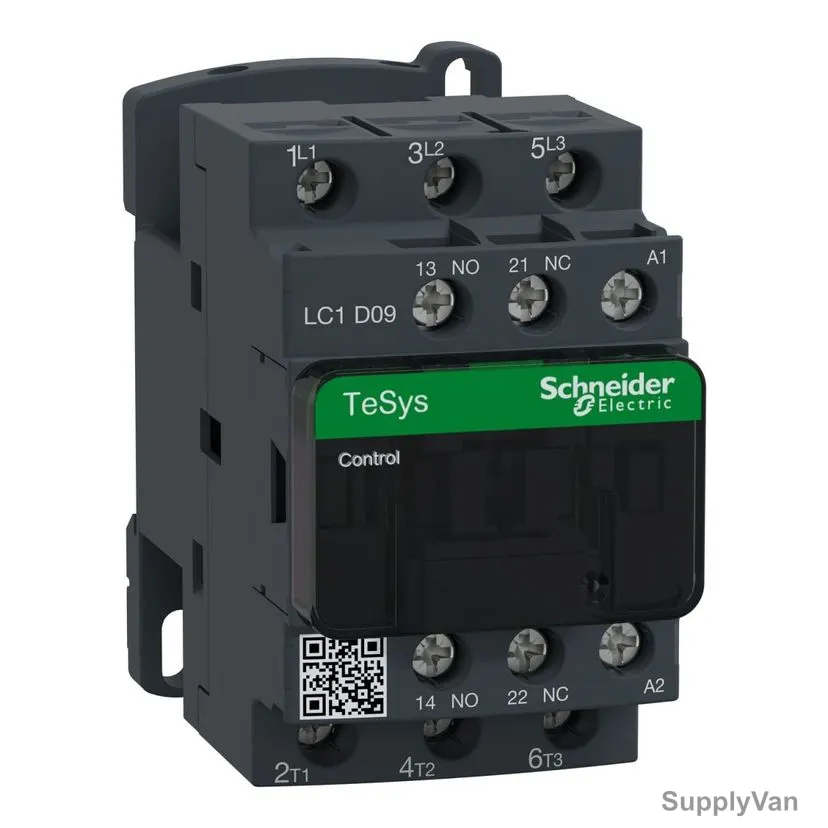 Schneider Electric Magnetic Contactor, LC1D09U7, TeSys D, AC3, 440V, 9A, 240VAC Coil, 3P+3NO